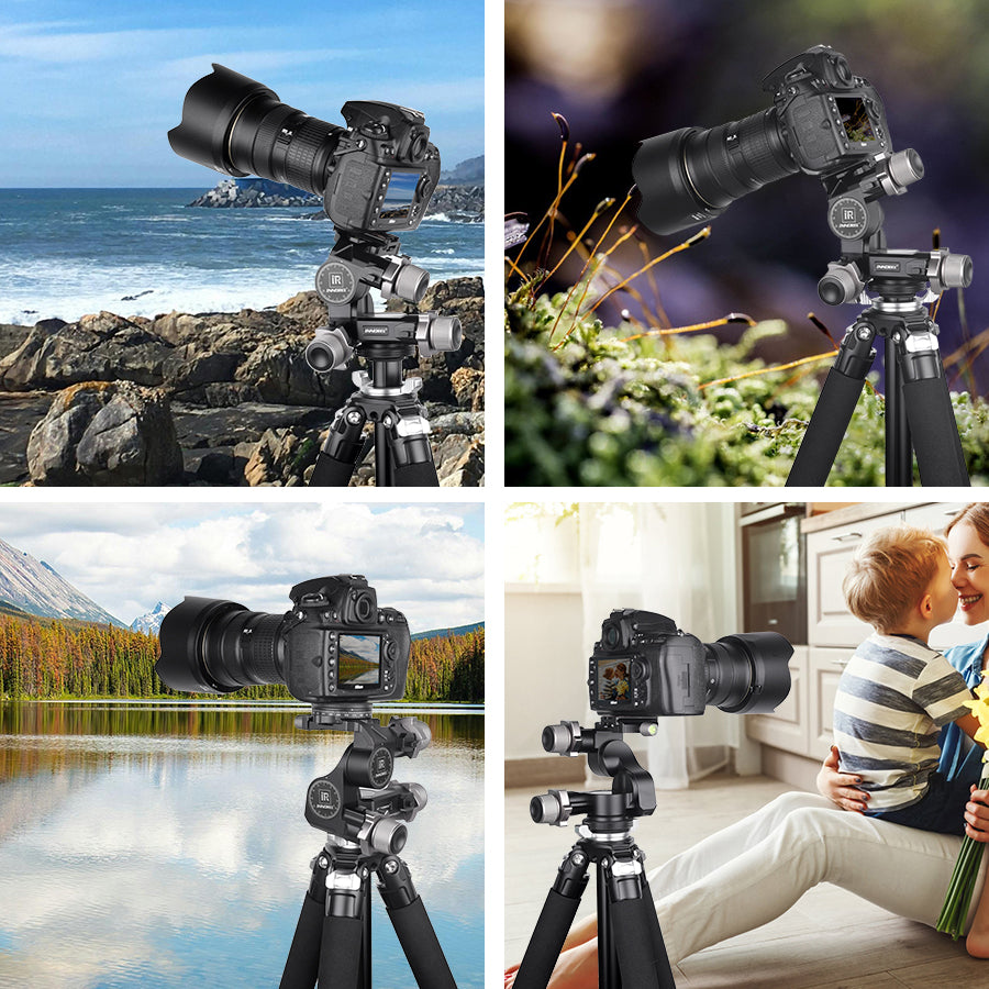 GR7 CNC Aluminum Alloy High Precision 3 Way Geared Tripod Head