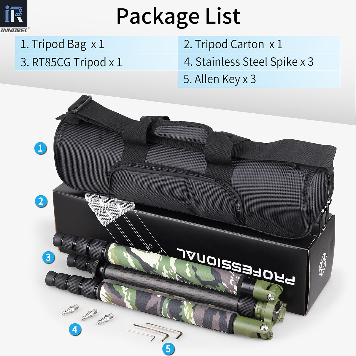 Carbon Fiber Tripod Monopod-INNOREL RT85CG(Green)