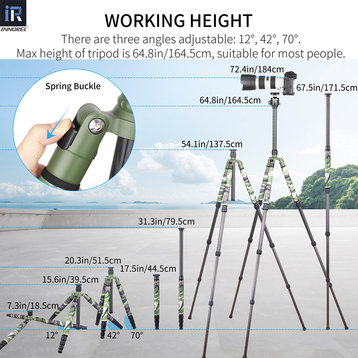 Carbon Fiber Camera Tripod Monopod INNOREL RT75CG