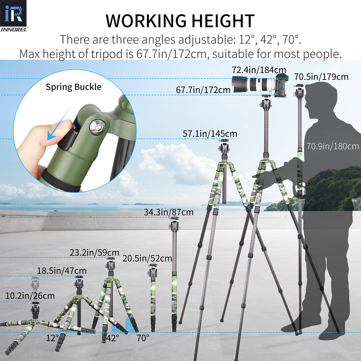 Carbon Fiber Camera Tripod Monopod INNOREL RT75CG