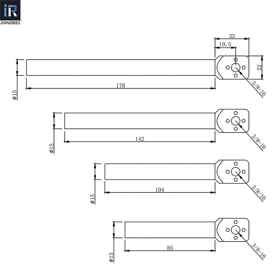 INNOREL R085S R104S R142M R178M 15mm Follow Focus Rod