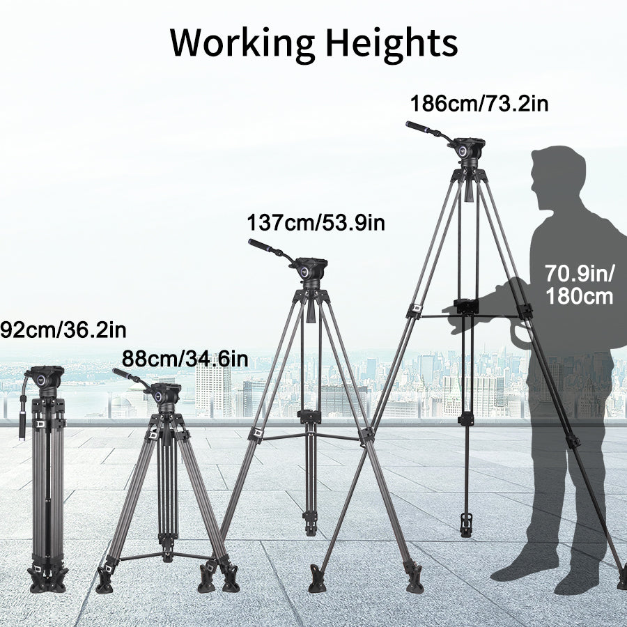 VF80C Professional Carbon Fiber Video Tripod