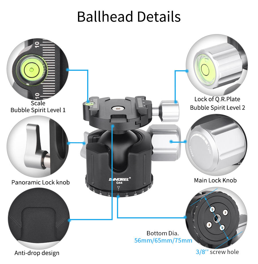 G54/G44/G36 Low Center Gravity Panoramic Ball Head