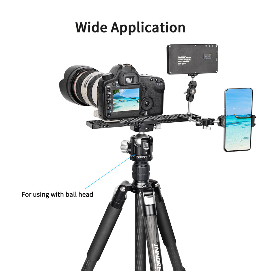 INNOREL CP3005 30*5cm Multi-Functional Cheese Plate,Switching Mounting Plate with Built-in ARRI Locating Holes for Camera Tripod