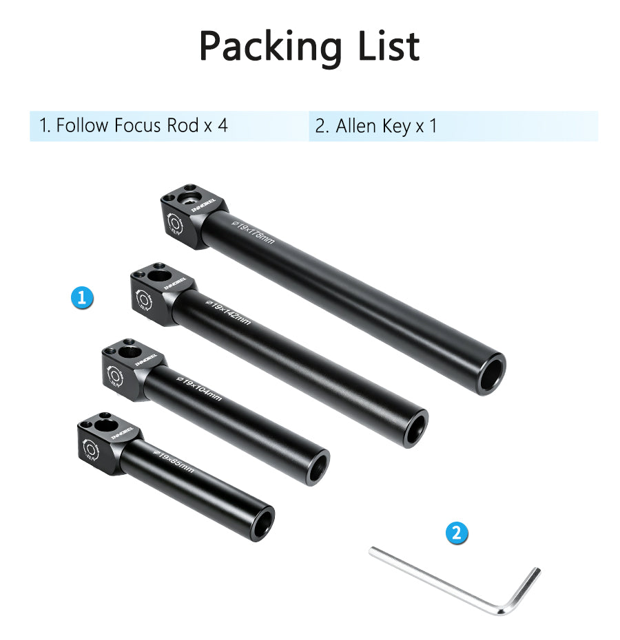 INNOREL R19K 19mm Follow Focus Rod for Camera Cage Shoulder Rig