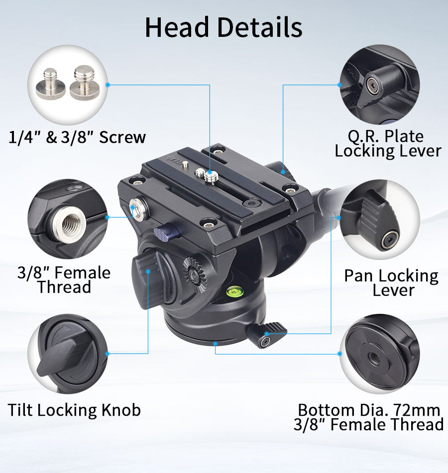VF80C Professional Carbon Fiber Video Tripod