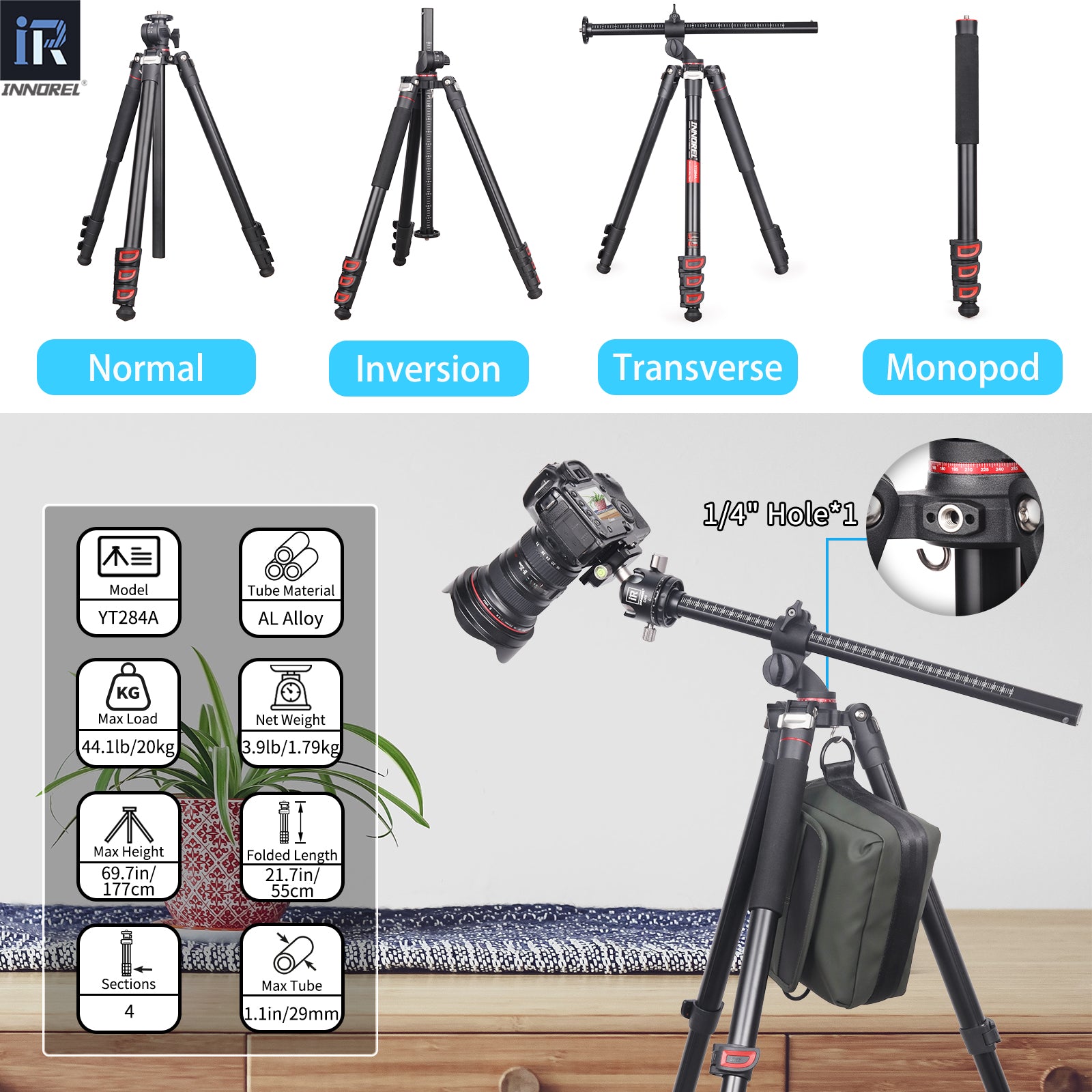 Europe Used Aluminum Alloy Horizontal Tripod INNOREL YT284A