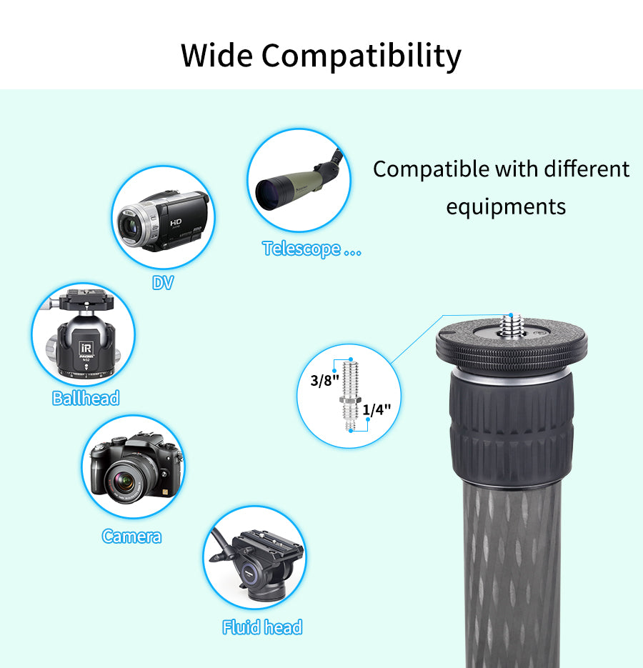 Colonne centrale pour trépied universel 10 couches en fibre de carbone INNOREL ER362C/ER402C