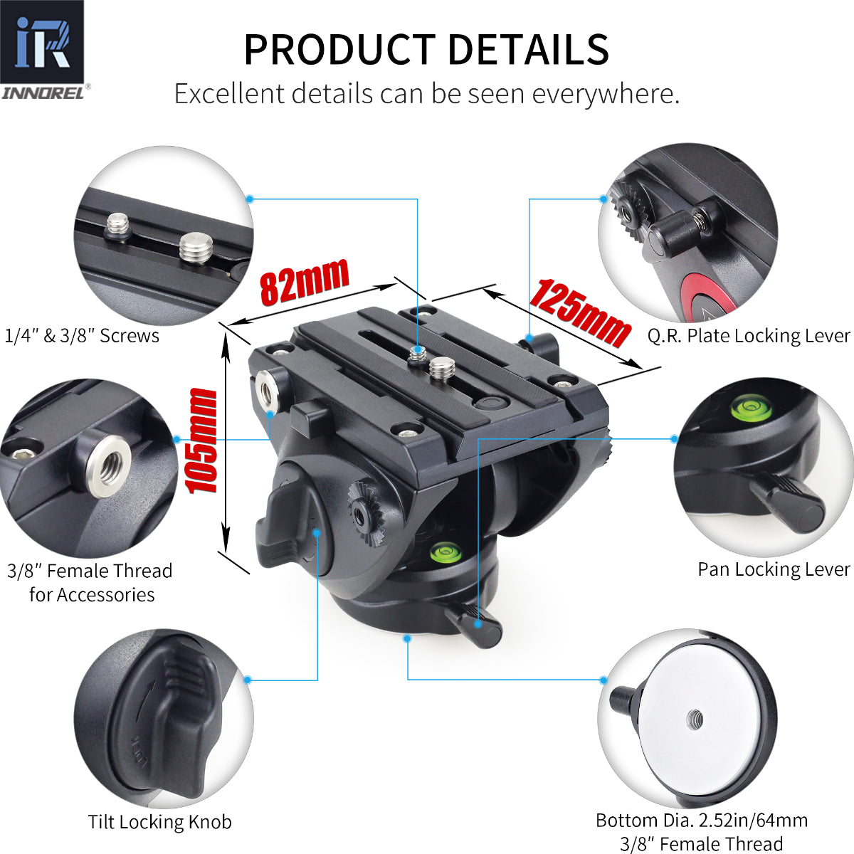 INNOREL H80 Video Fluid Head Hydraulic Damping