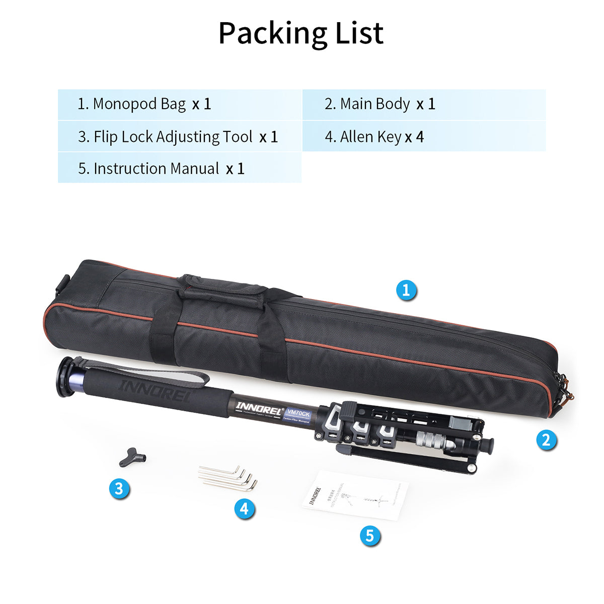 Used Carbon Fiber Monopod Kit-INNOREL VM70CK(Only Austrilia has inventory)
