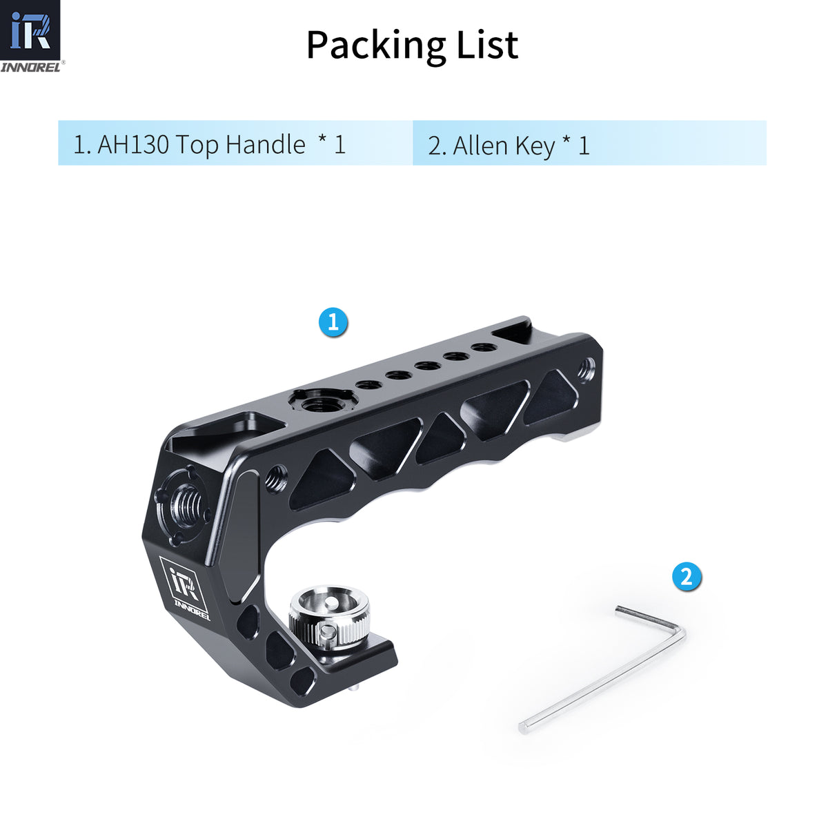 Poignée supérieure INNOREL AH130 avec broches de positionnement ARRI 3/8