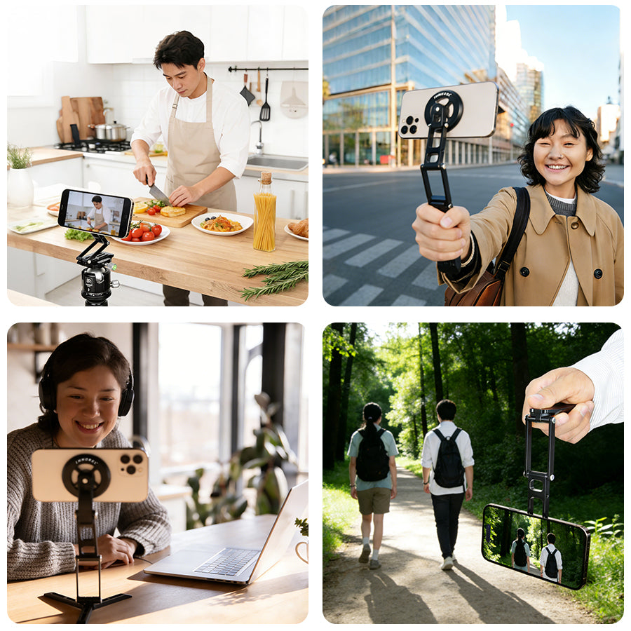 Perche à selfie portative INNOREL MS6 légère en alliage d'aluminium, pliable et réglable sur 3 axes avec plaque de dégagement rapide Arca-Swiss