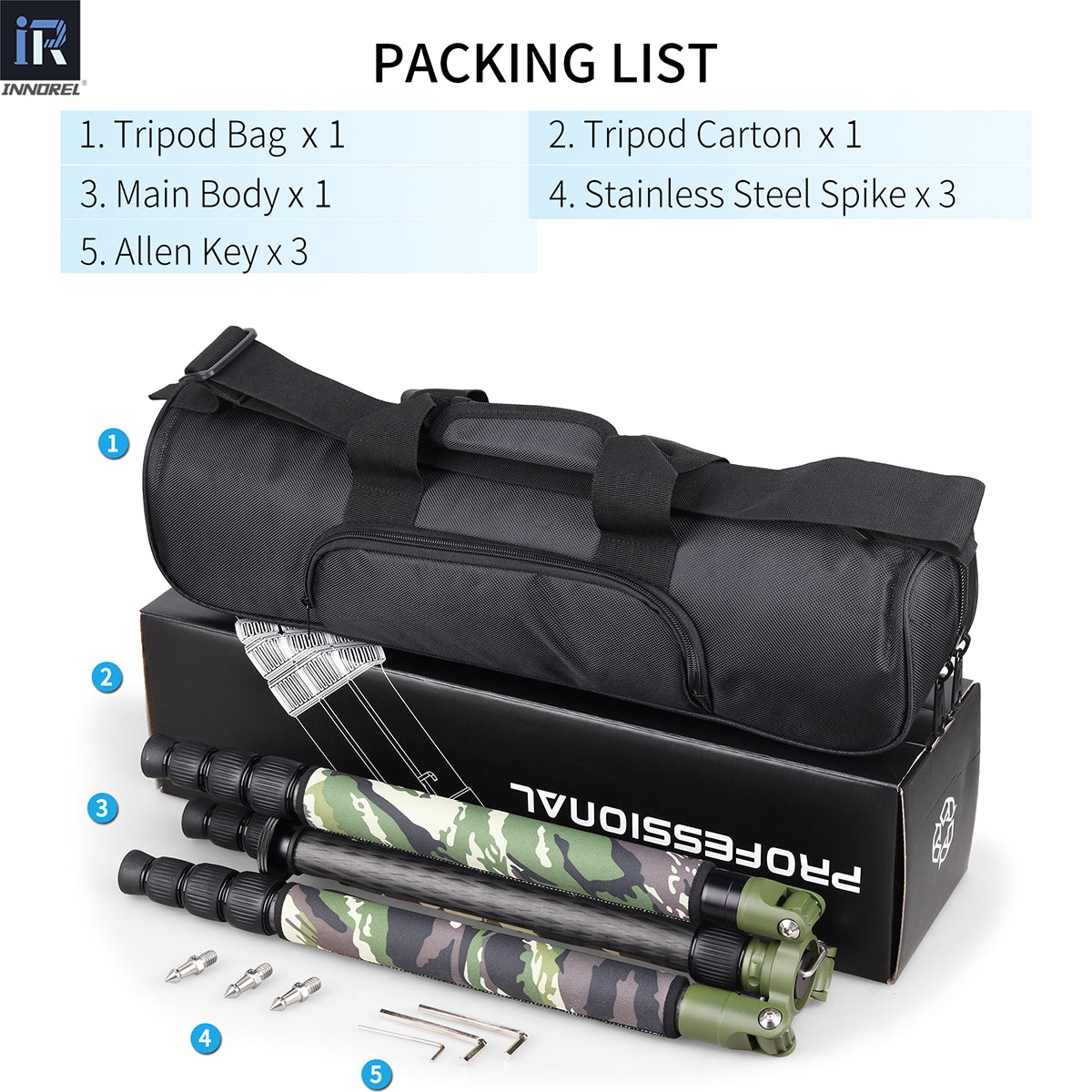 Carbon Fiber Camera Tripod Monopod INNOREL RT75CG