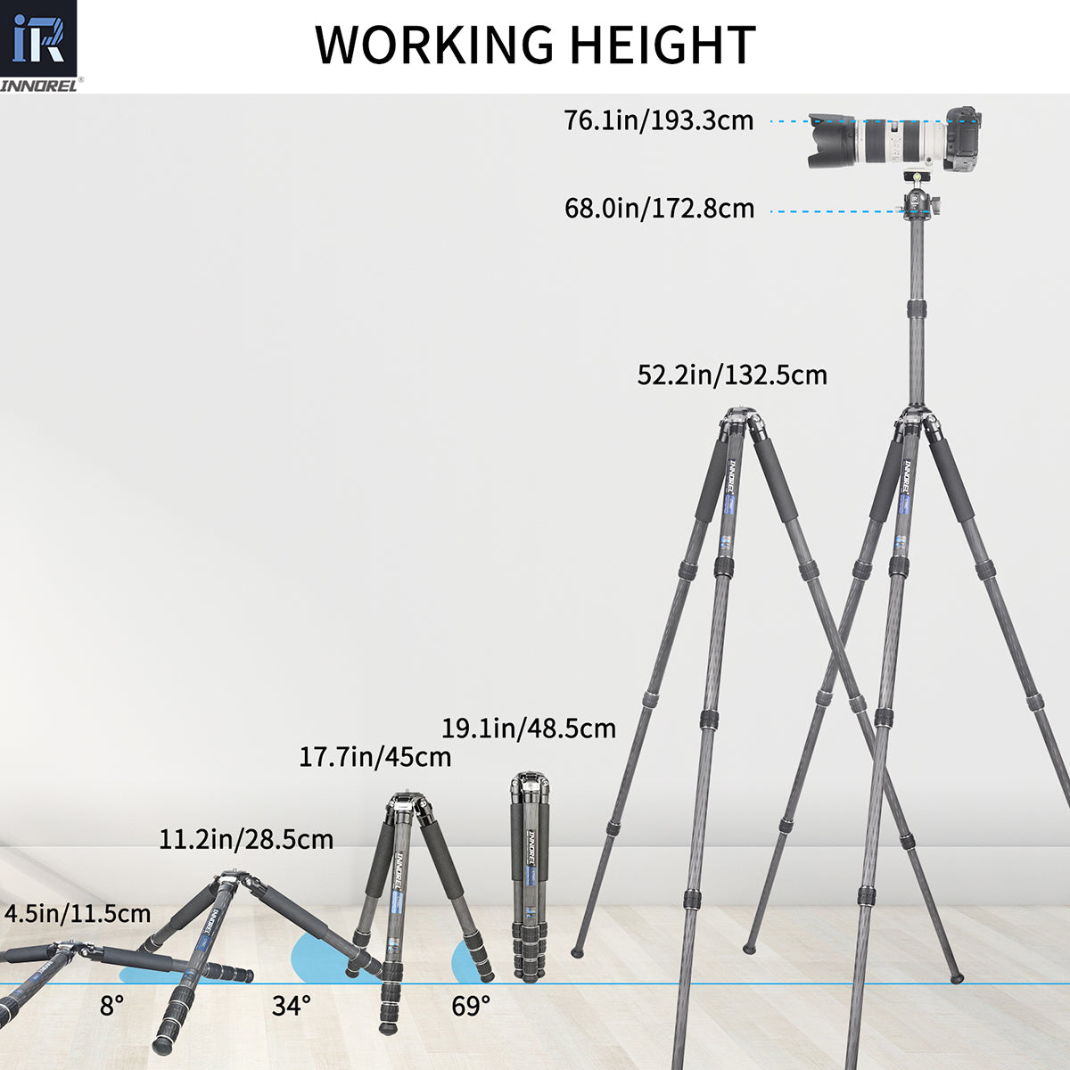 Carbon Fiber Compact Tripod INNOREL CT85C