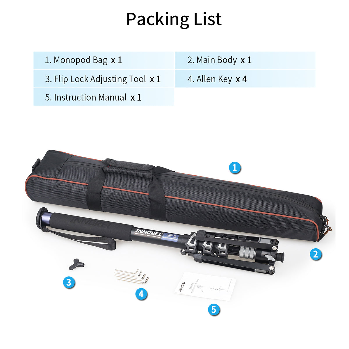 Professional Video Travel Monopod Kit-INNOREL VM70K
