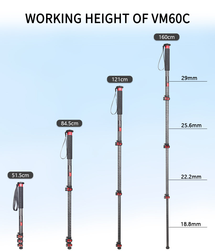 Carbon Fiber Camera Monopod with Fast Flip Lock INNOREL VM60C/VM80C