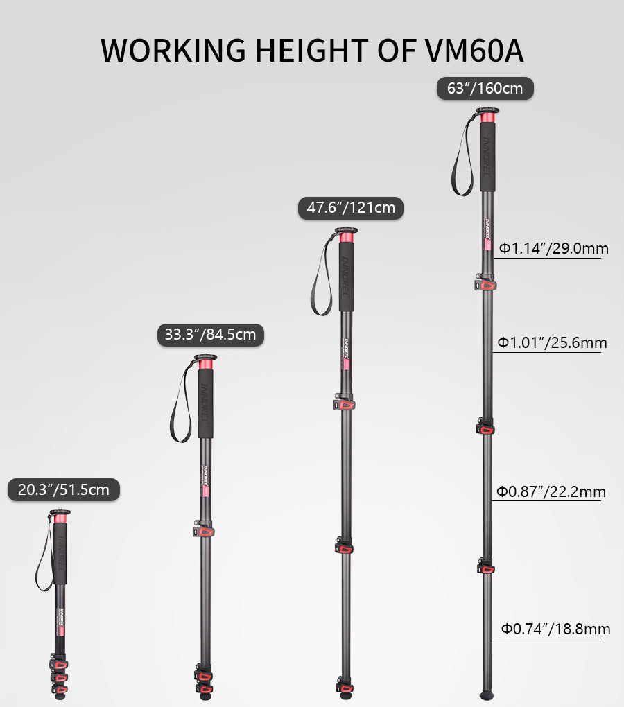 Aluminum Alloy Portable Lightweight Camera Monopod INNOREL VM60A/VM80A
