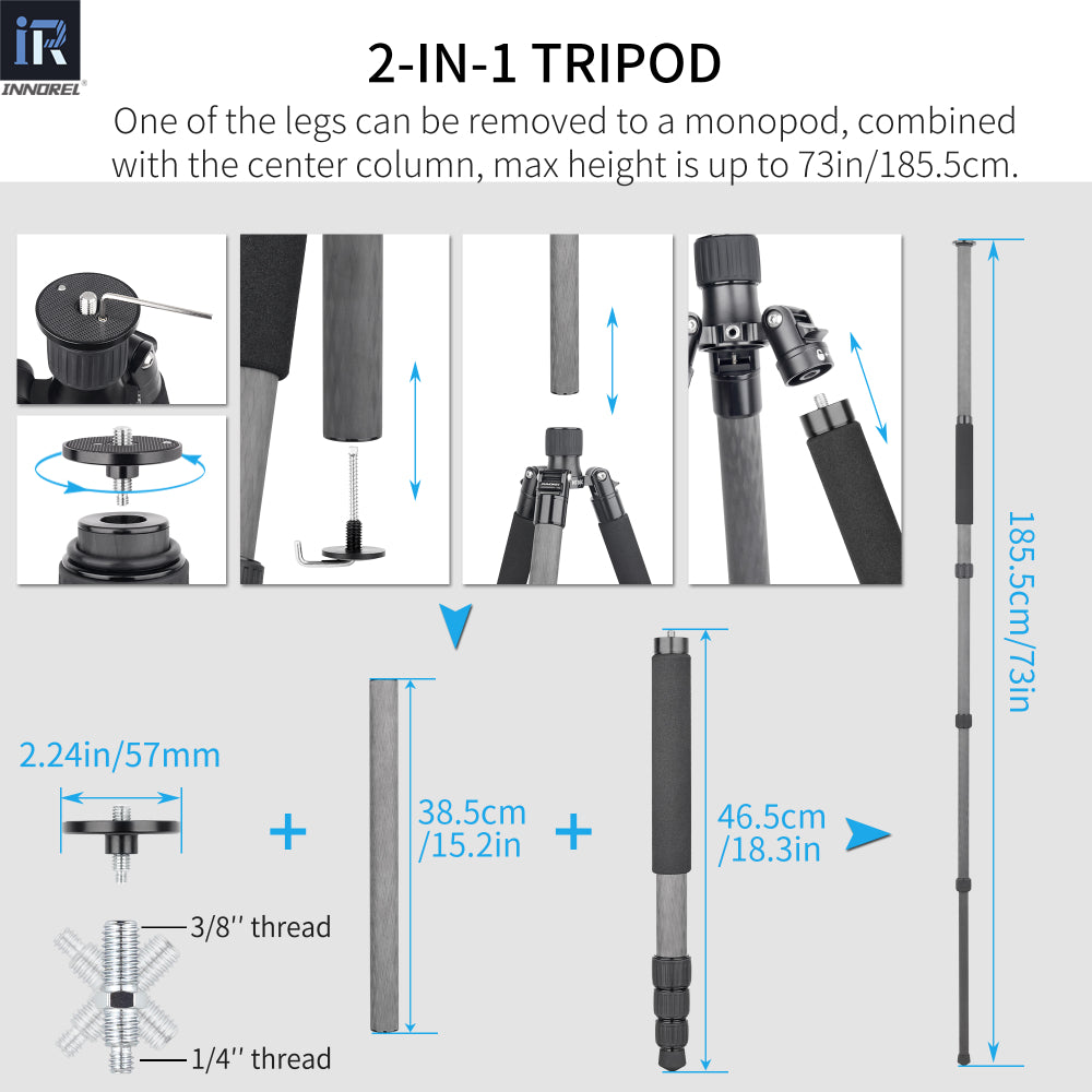 Carbon Fiber Tripod  Monopod for DSLR Camera INNOREL NT85C