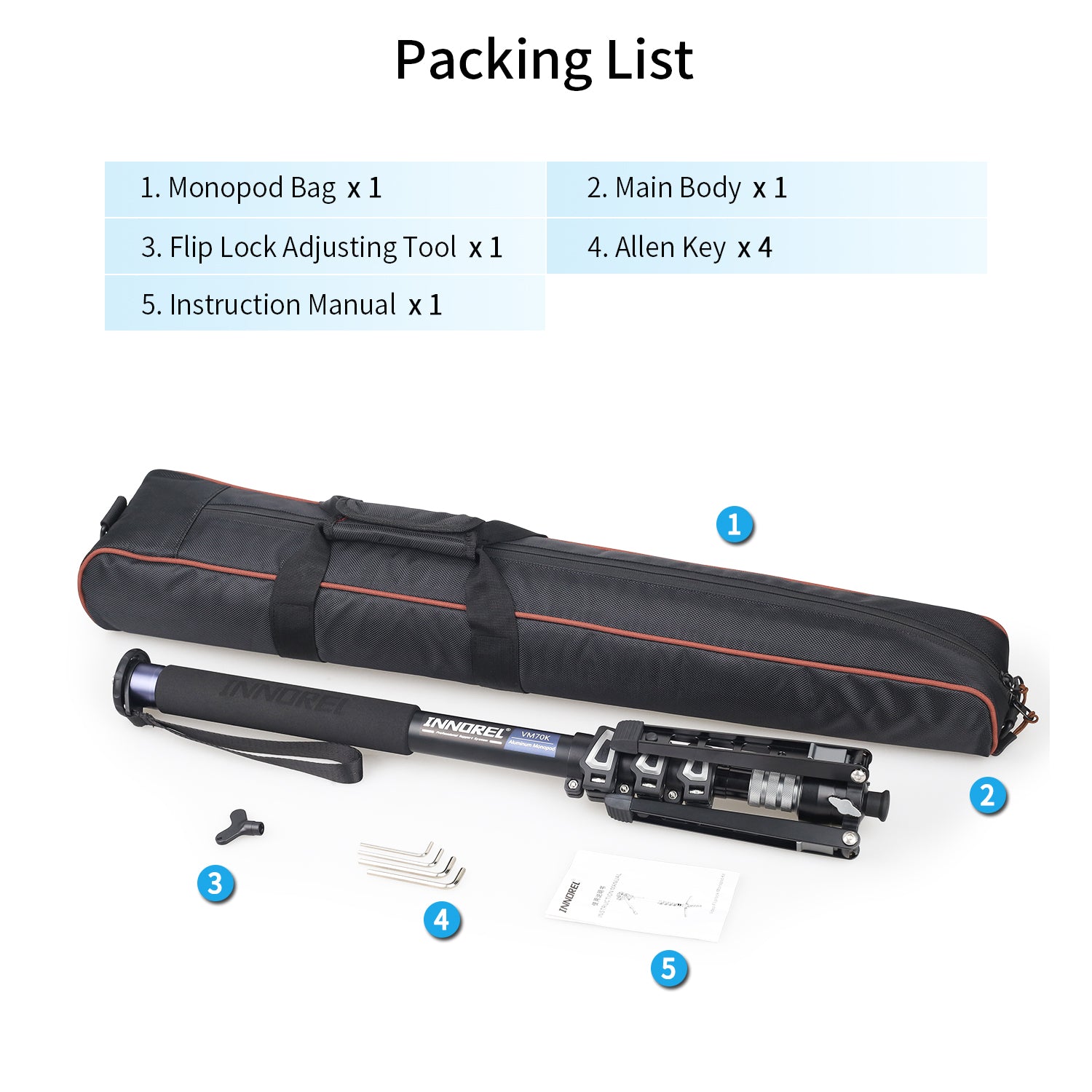 Europe Used Professional Video Travel Monopod Kit-INNOREL VM70K