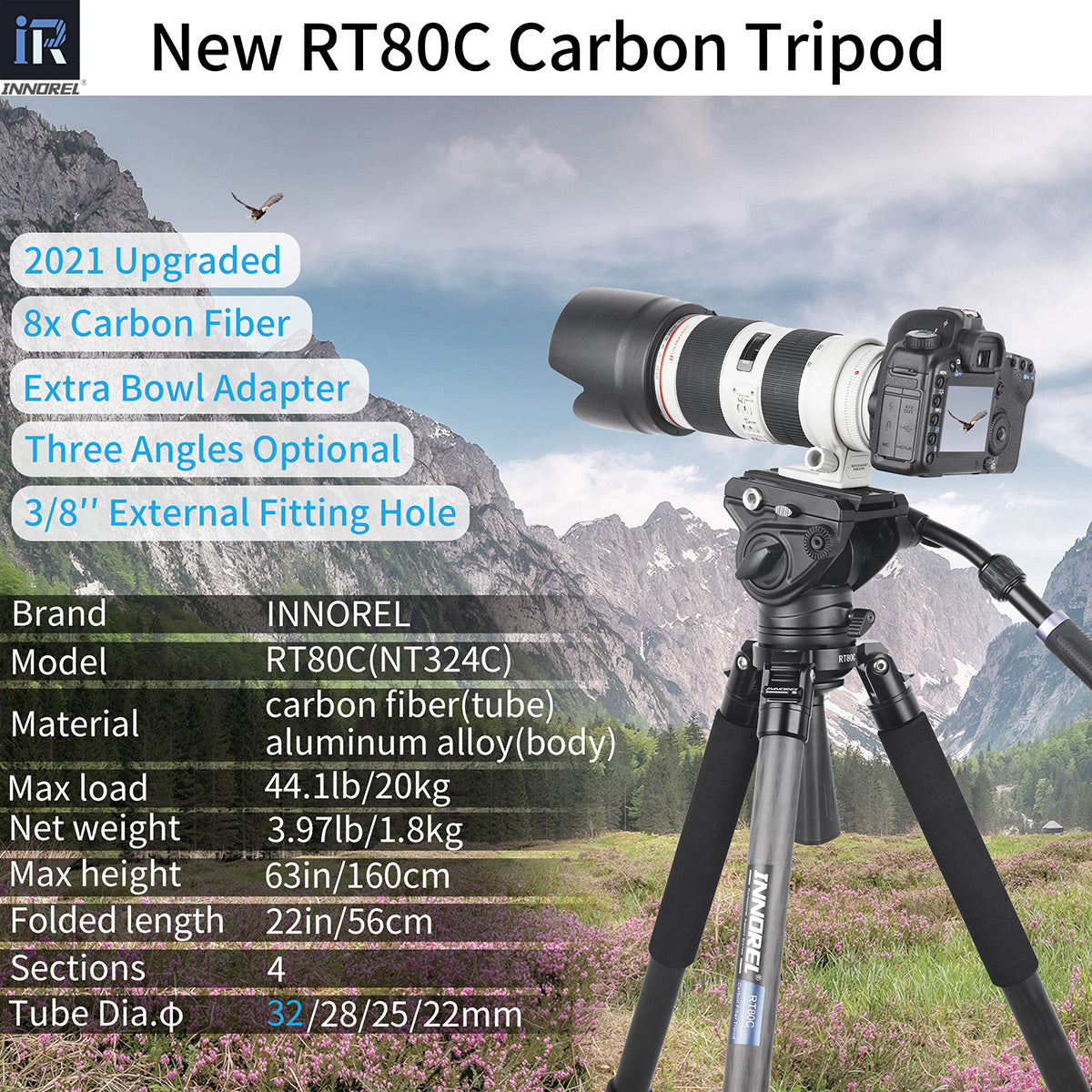 Australia Used Carbon Fiber Camera Tripod INNOREL RT80C+F60
