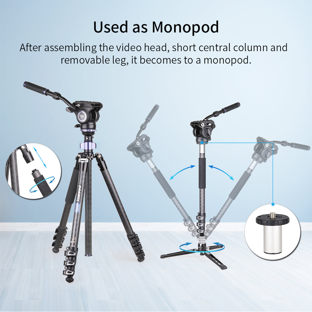 Compact Carbon Fiber Video Tripod INNOREL MT70C