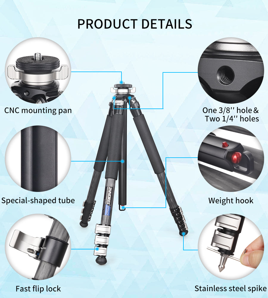 Professional Compact Portable Carbon Fiber Tripod INNOREL GT254CF