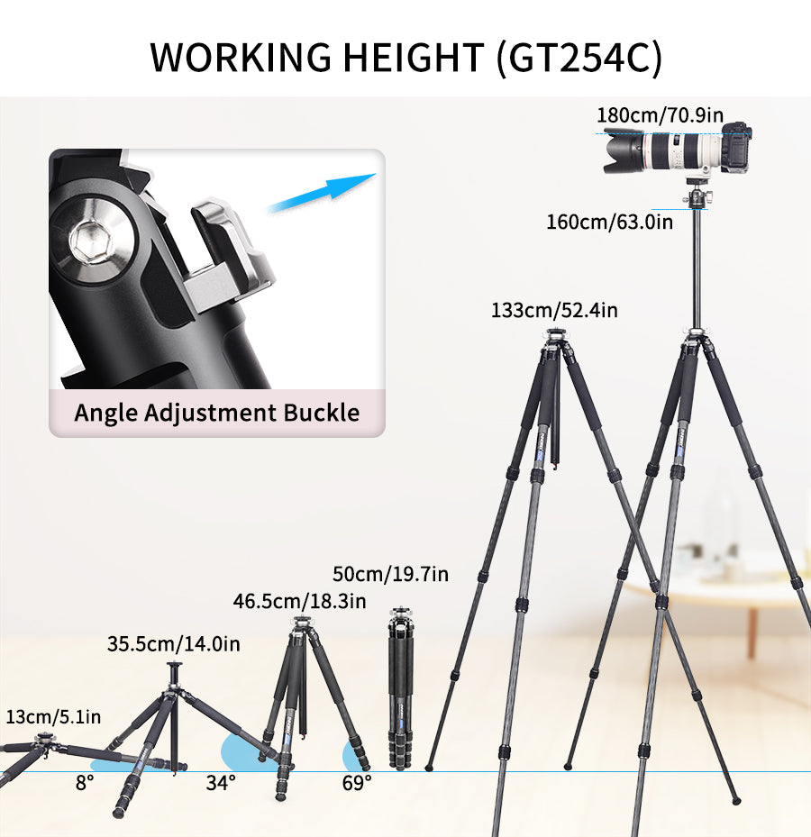 Trépied photo portable en fibre de carbone INNOREL GT254C