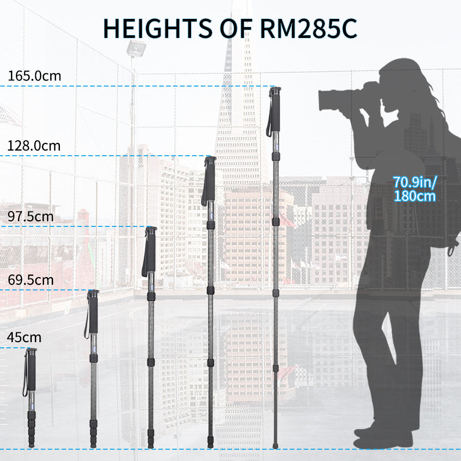 RM285C/RM325C 5-Section Carbon Fiber Monopod