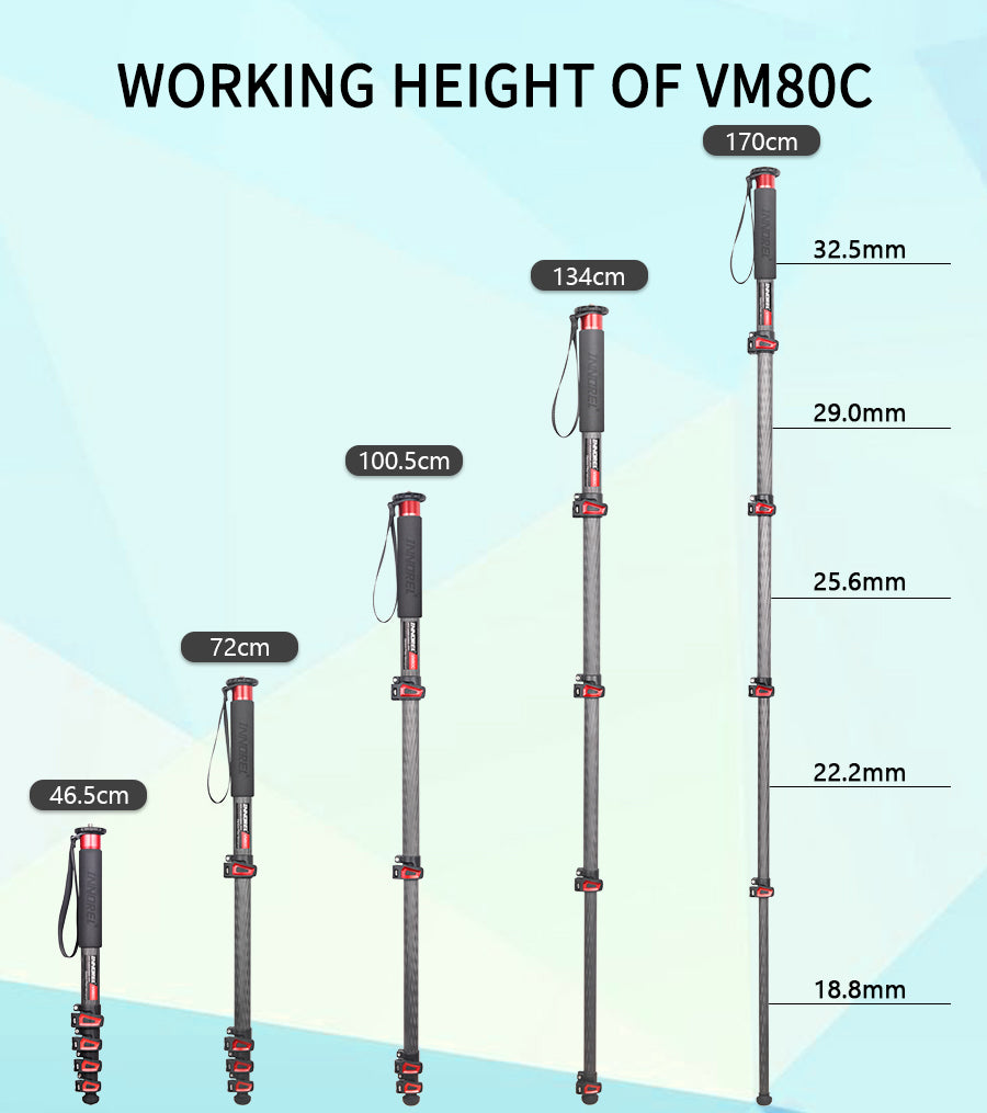 Carbon Fiber Camera Monopod with Fast Flip Lock INNOREL VM60C/VM80C