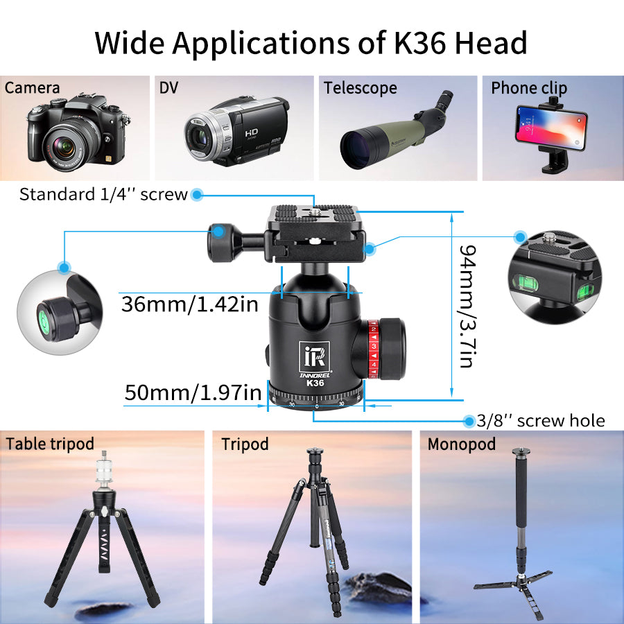 INNOREL RT55C Carbon Fiber Travel Tripod Monopod