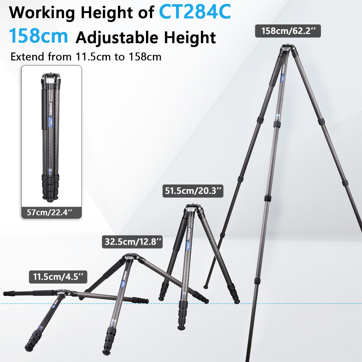 INNOREL CT284C Compact Carbon Fiber Tripod with Stone Bag