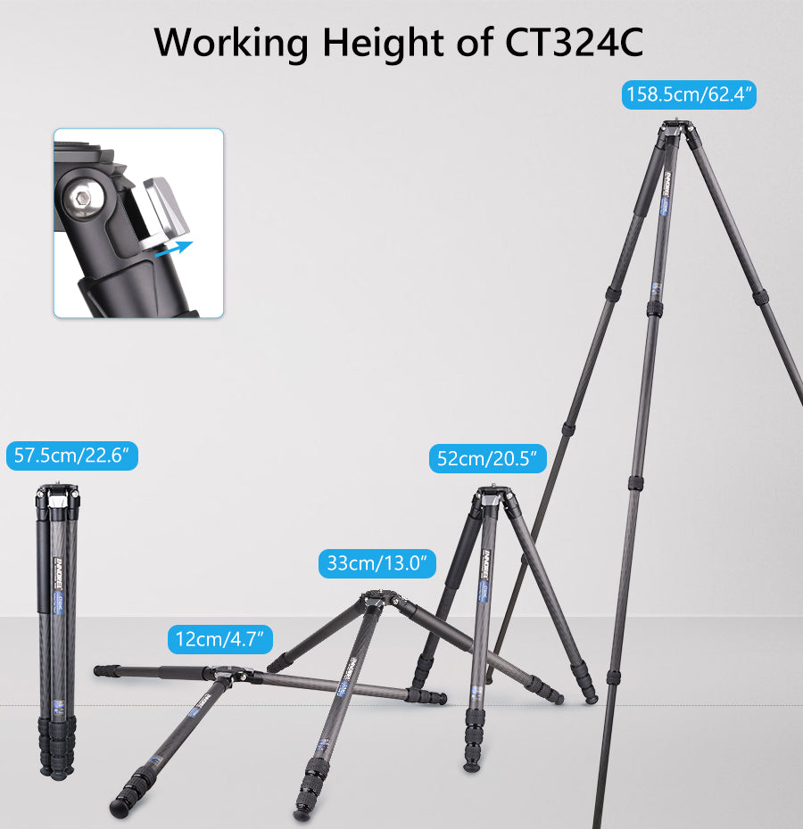 Compact Carbon Fiber Tripod with Stone Bag INNOREL CT324C