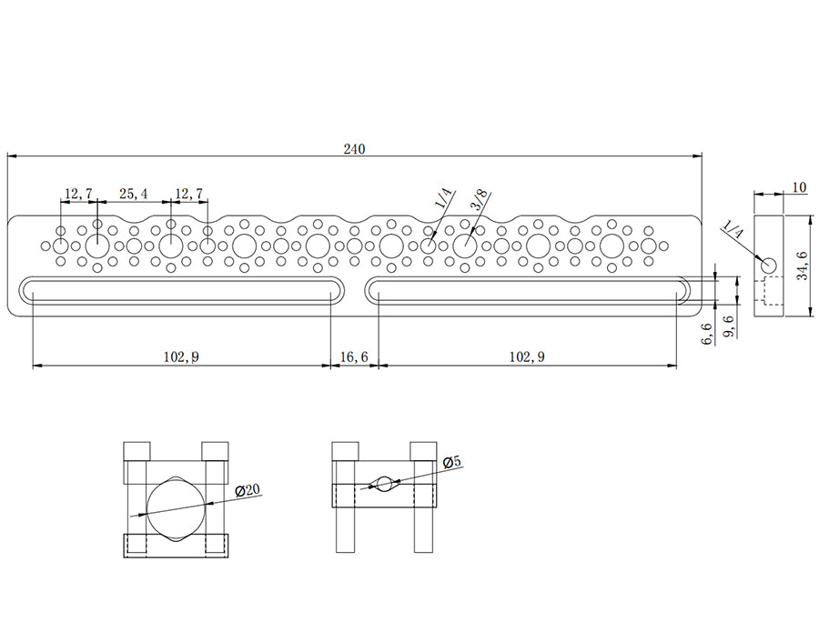 Support d'extension de tir à vis 1/4