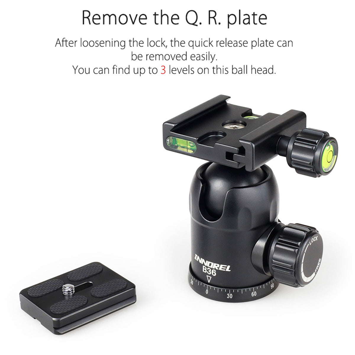 B36 balhead with 1 arca-swiss plate and 3 levels