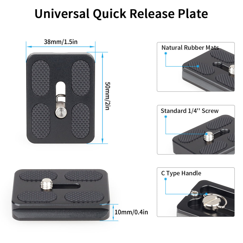 B36N ballhead featuring natural rubber mats c type handle quick release plate compatible with Arca-Swiss standard mounts