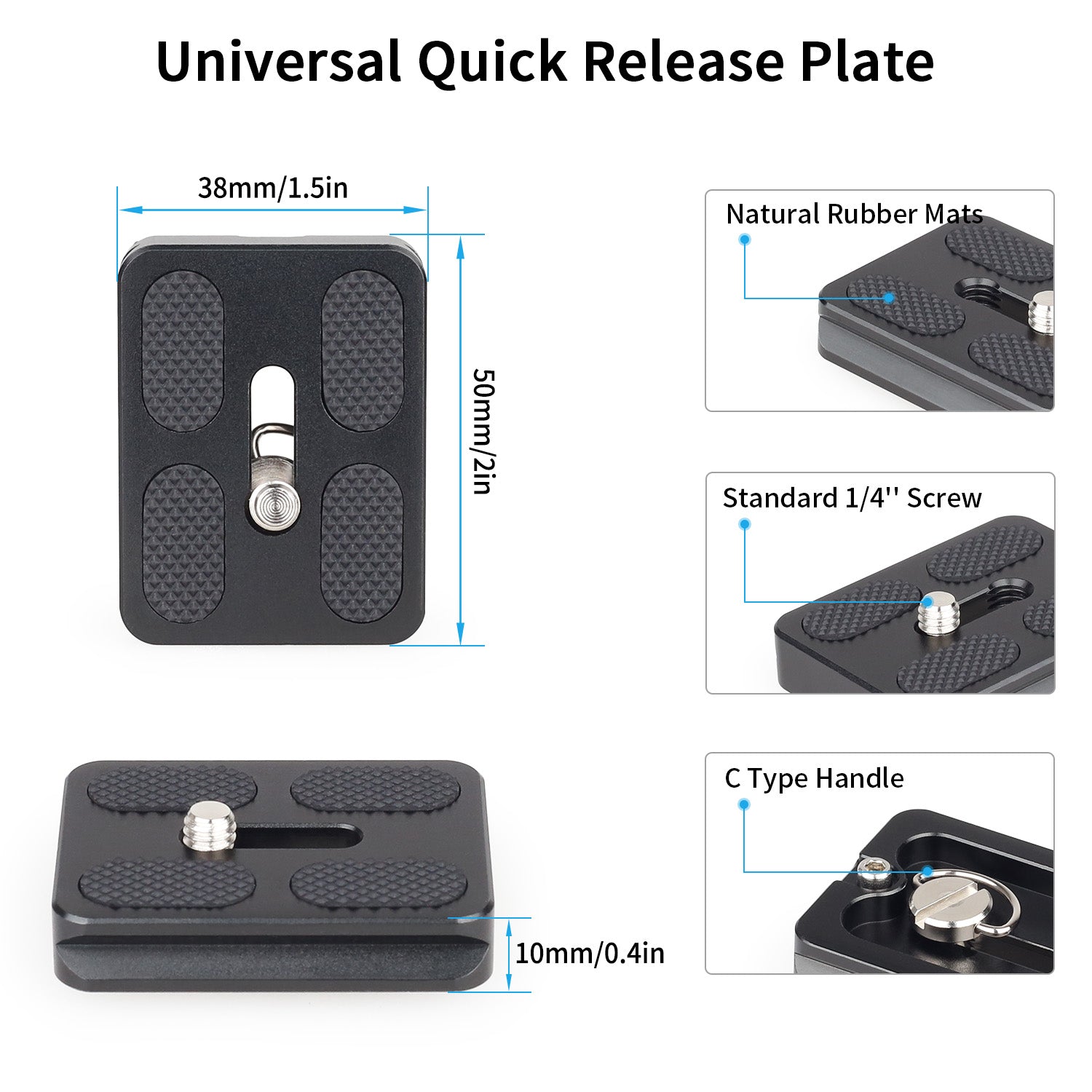 B36N ballhead featuring natural rubber mats c type handle quick release plate compatible with Arca-Swiss standard mounts