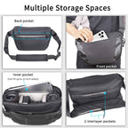 INNOREL CB0621 black camera sling bag with back front inner pocket and 2 interplayer pockets