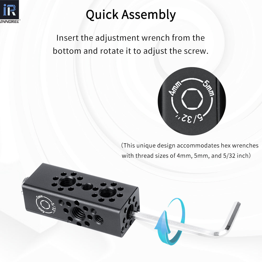 CB2 cheese handle assembly insert the adjustment wrench from the bottom and rotate to adjust the screw accommodates hex wrenches with thread sizes of 4mm 5mm and 5/32 inch