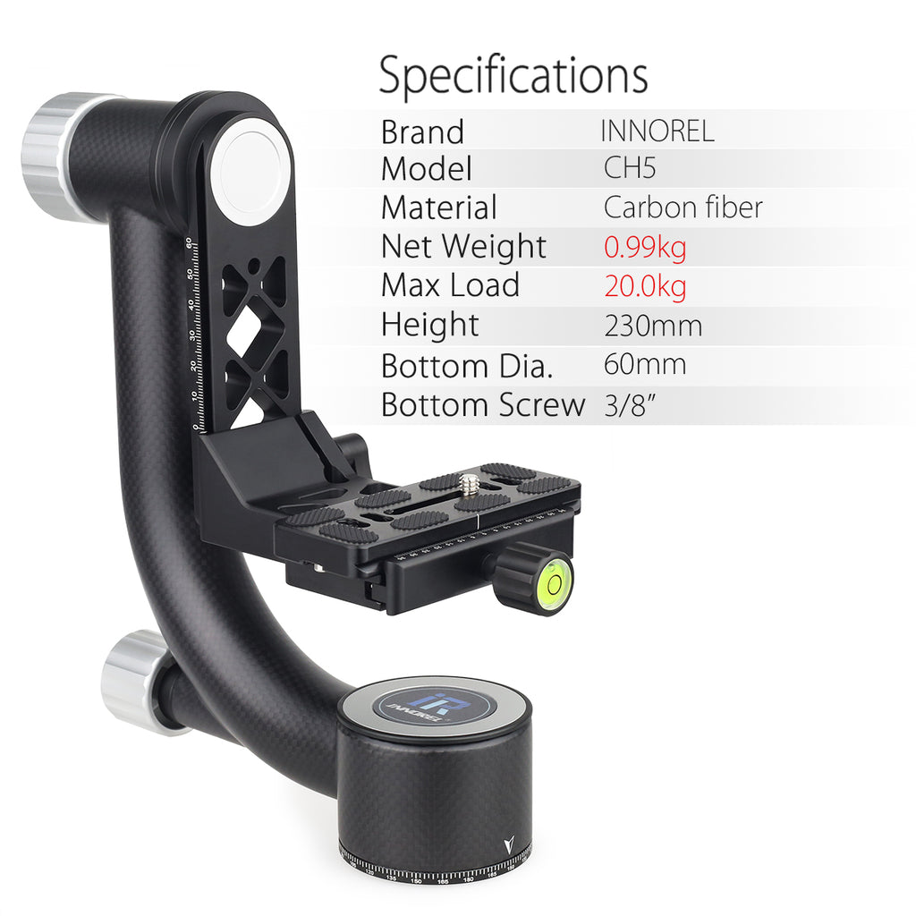 INNOREL CH5 Professional Gimbal Head Cantilever Tripod 