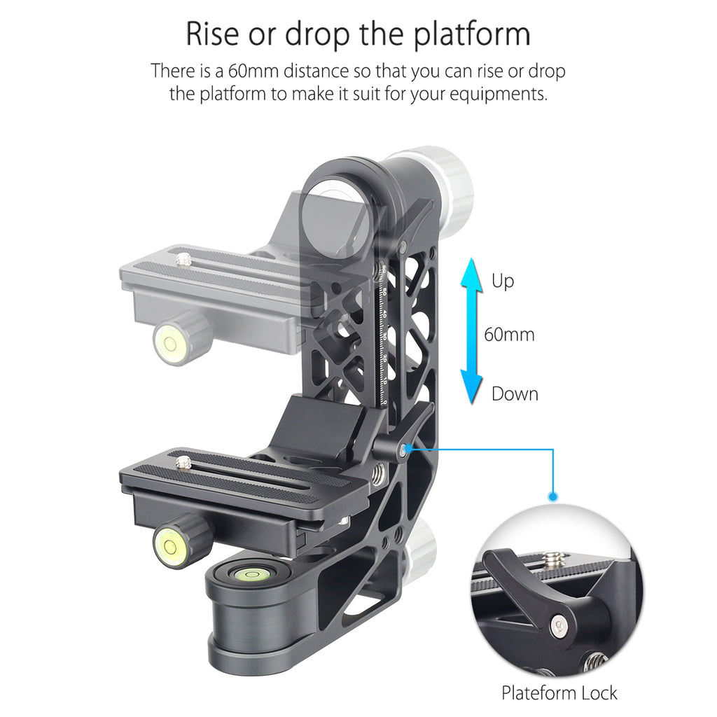 INNOREL CH6 Professional Gimbal Head Cantilever Tripod Head, for Telephoto Lens 720°Rotation High Precision CNC