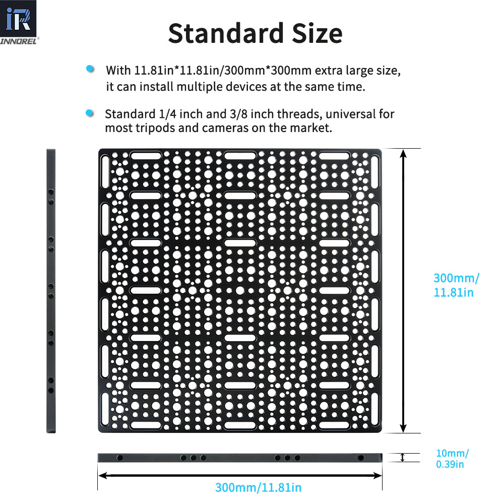 INNOREL CP3030 large cheese plate with 11.81in*11.81in/300mm*300mm extralarge size can install multiple devices