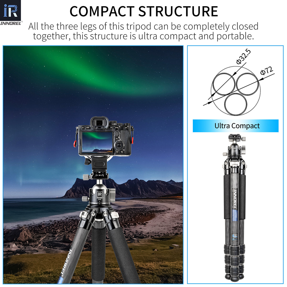 INNOREL CT85C ultra compact tripod perfect for travel photography