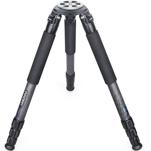 Black tripod with adjustable legs on a white background