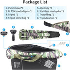 green camouflage tripod bag 75mm bowl and bowl adapter allen key stainless steel spike tripod stone bag