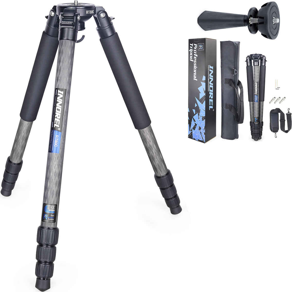 INNOREL carbon fiber RT80C lightweight foldable tripod