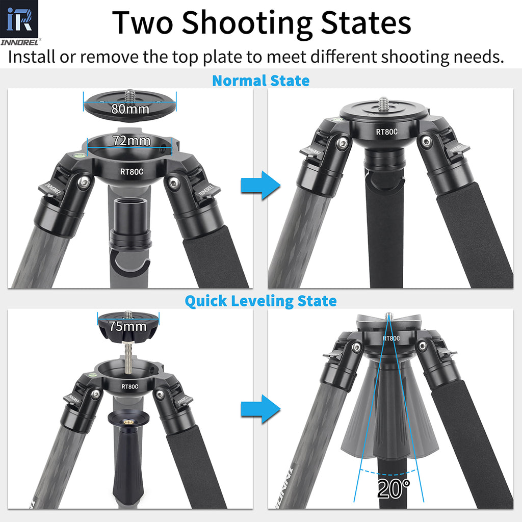install or remove the top plat to meet different shooting needs quick leveling