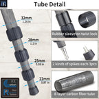 max tube diameter 32mm rubber sleeve on twist lock stailess steel spike rubber spike