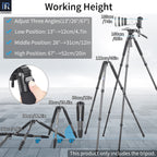 adjust three angles working height from 12cm/4.7in to 160cm/63in