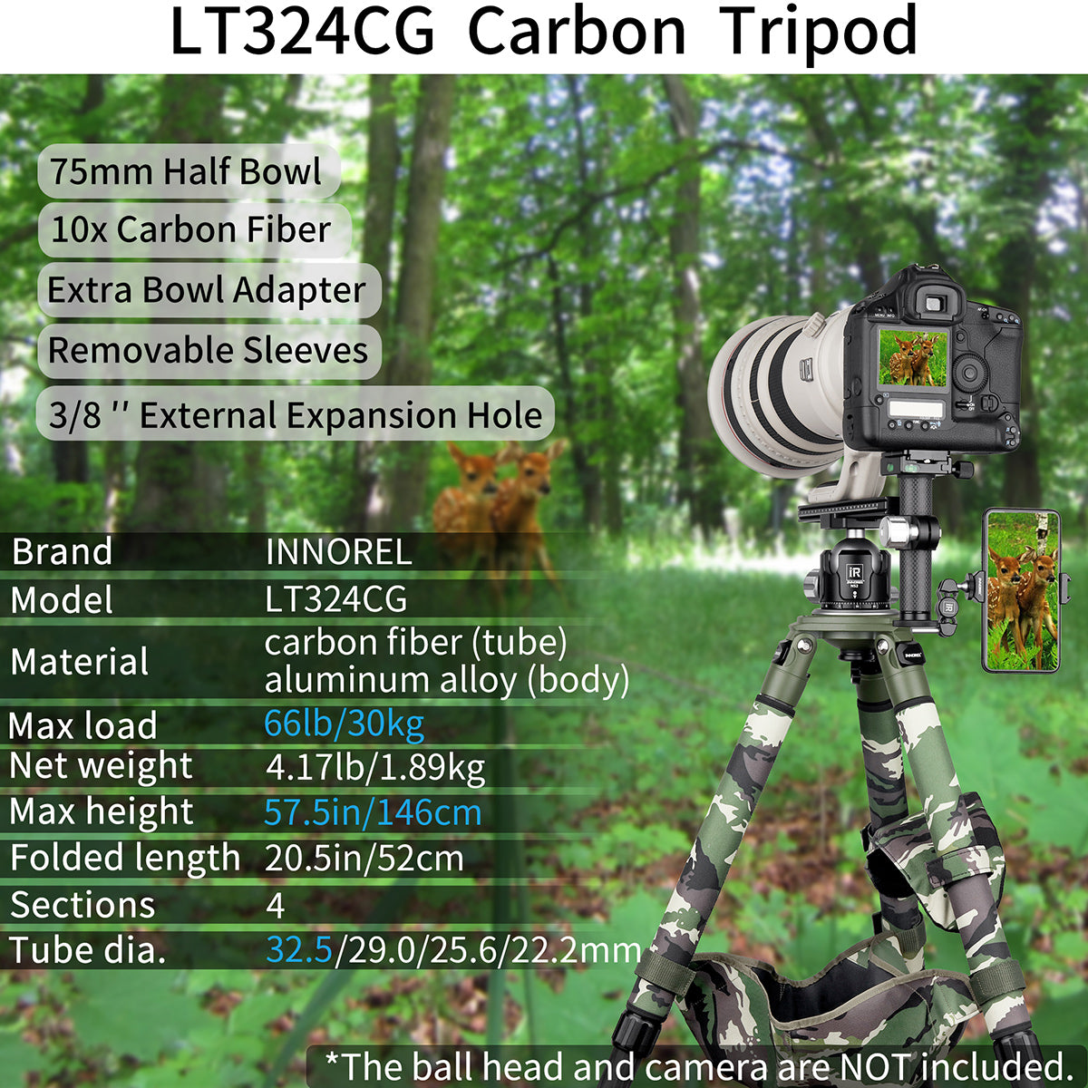 Trépied Camouflage en Fibre de Carbone INNOREL LT324CG