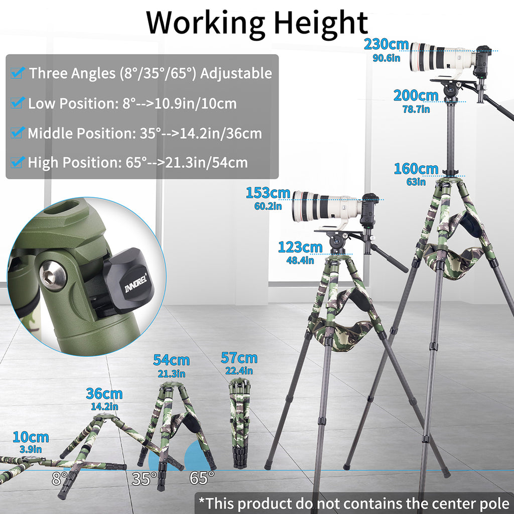 three angles adjustable working height from 10cm/3.9in to 200cm/78.7in